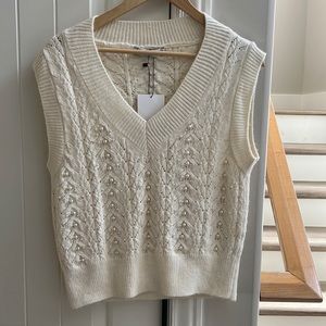 NWT Zara women’s cream vest with pearls size small
